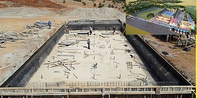 Osman Okumuş'un 5. Spor kompleksi içerisindeki yüzme havuzu inşaatı devam ediyor