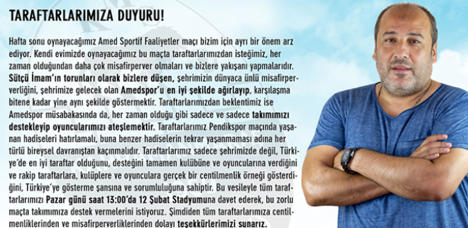 TARAFTARLARIMIZA DUYURU!