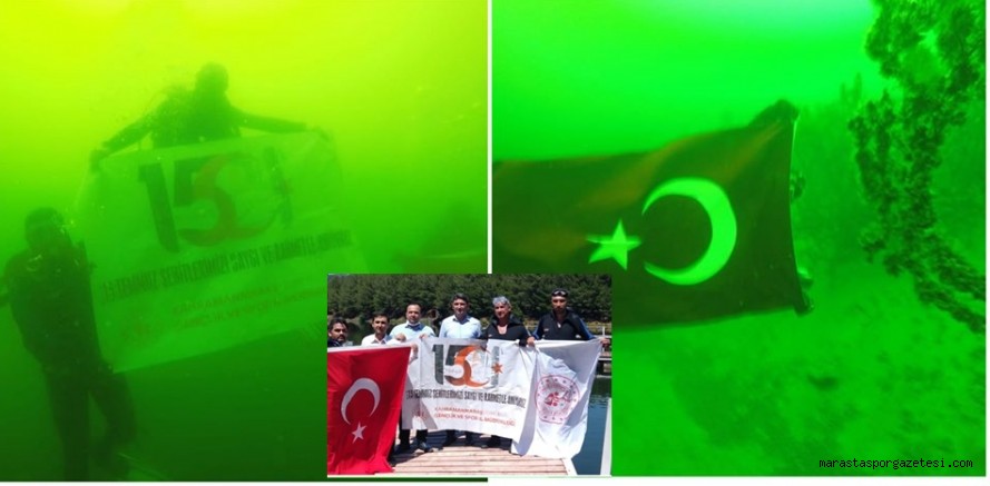 Kahramanmaraş’lı dalgıç sporcuları sualtında Şanlı Bayrağımızı açtılar