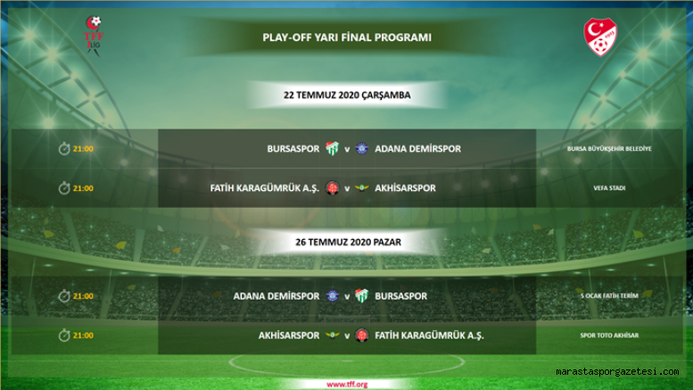 TFF 1. Lig Play-Off müsabaka programı belli oldu
