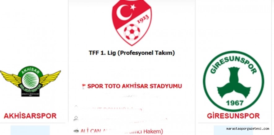 Akhisarspor – Giresunspor canlı izle