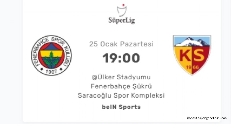 Fenerbahçe ile Kayserispor ligde 49. kez karşılaşacak