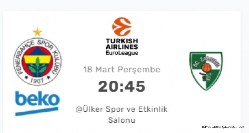 Fenerbahçe Beko – Zalgiris Kaunas canlı izle