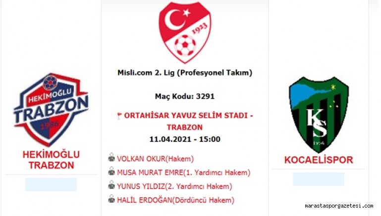 Hekimoğlu Trabzon – Kocaelispor canlı izle