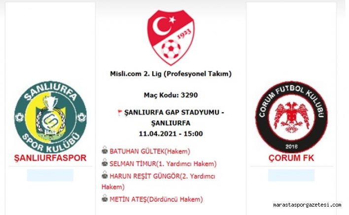 Şanlıurfaspor – Çorum FK canlı izle