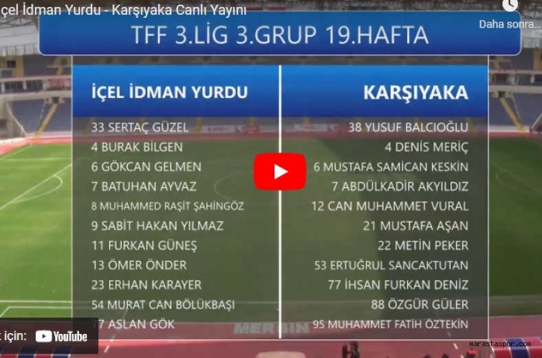 İçel İdman Yurdu – Karşıyaka maçı özet