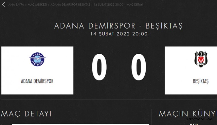 Özet ; Adana Demirspor – Beşiktaş