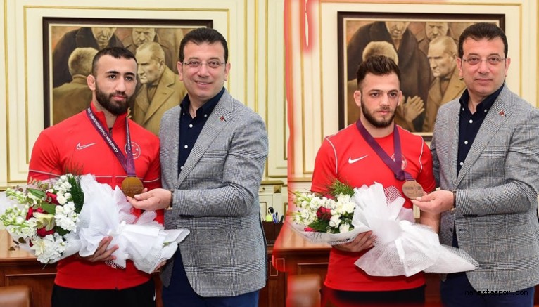 Kahramanmaraşlı Milli Güreşçiler Ekrem İmamoğlu’nun konuğu oldu