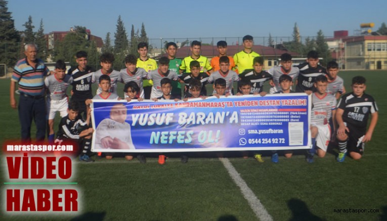 U14 Ligi oyuncuları Yusuf Baran’a Nefes Ol pankartı açtılar