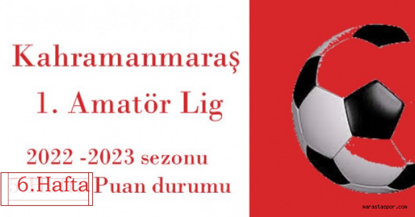 Kahramanmaraş 1. Amatör Ligde 6.Hafta maçlarının ardından oluşan puan durumu