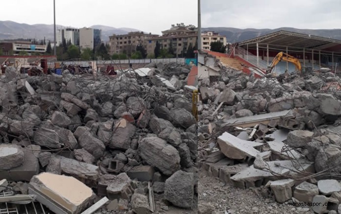 Kahramanmaraş 12 Şubat stadında yıkım çalışmaları sürüyor