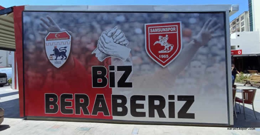 Samsun’lular tarafından Kahramanmaraşspor ile Samsunspor’un logolarının olduğu bir duvar yapıdı