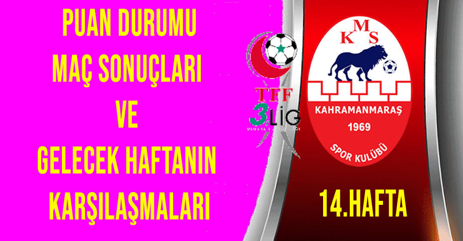 Kahramanmaraşspor Puan Durumu, 14. Hafta Maç Sonuçları ve 15. Hafta Programı