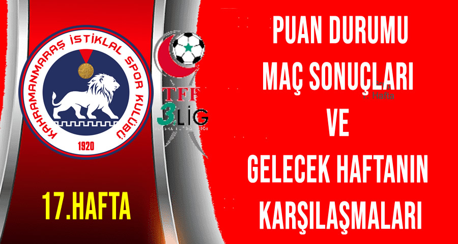 Kahramanmaraş İstiklalspor: Puan Durumu, 17. Hafta Maç Sonuçları ve 18. Hafta Programı