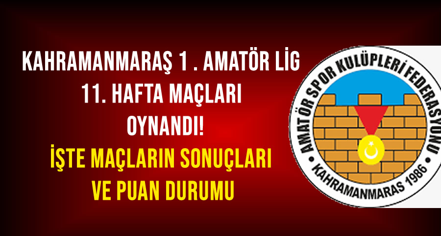 Kahramanmaraş 1. Amatör Lig’de 11. Hafta 5 Ocak 2025’te Oynandı! İşte Maçların Sonuçları ve Puan durumu