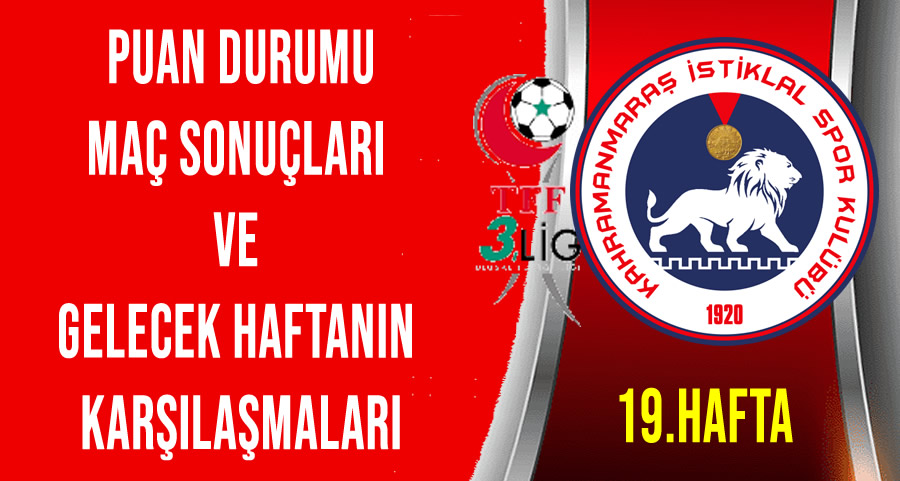 Kahramanmaraş İstiklalspor: Puan Durumu, 19. Hafta Sonuçları ve 20. Hafta Programı
