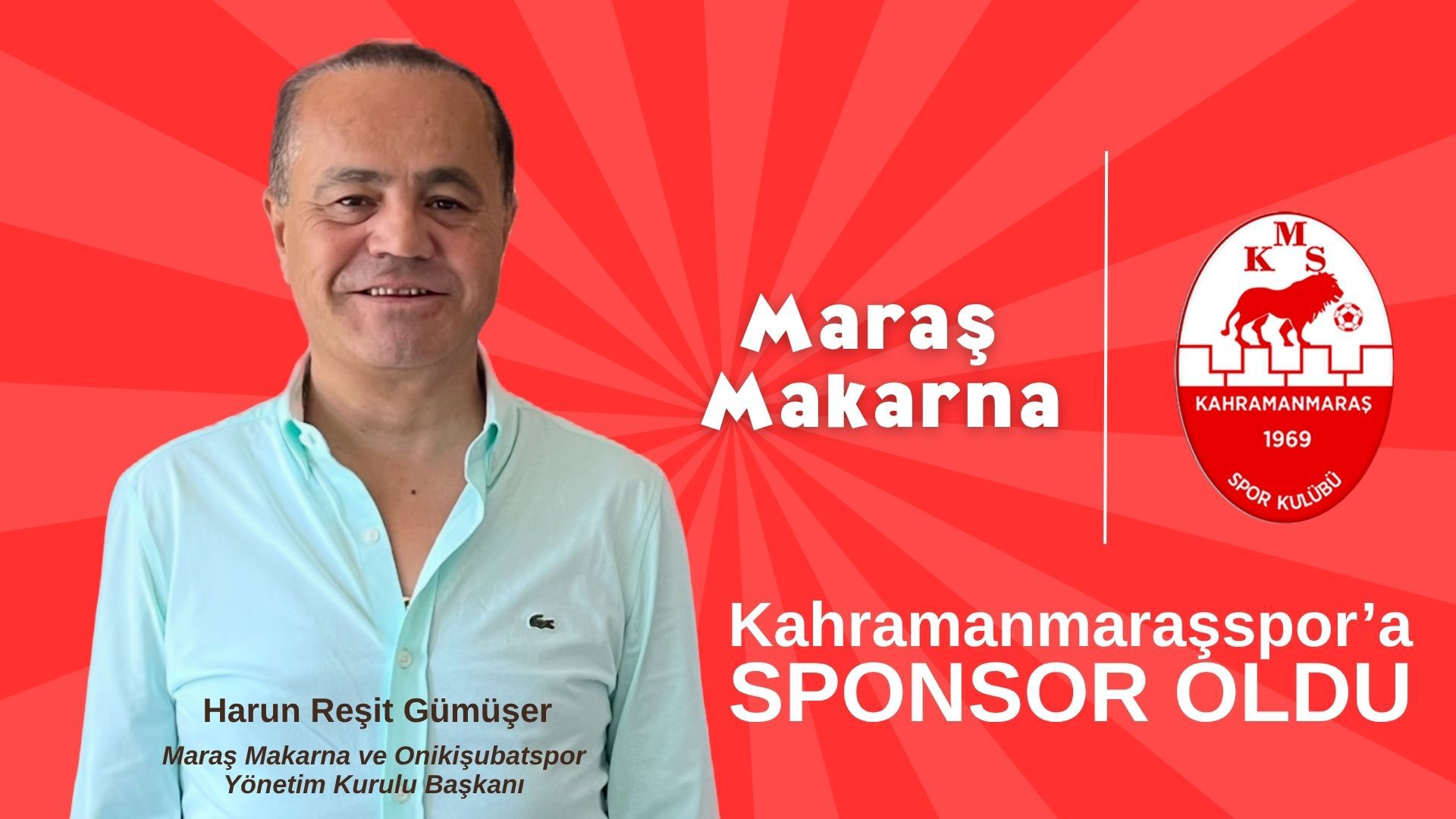 Maraş Makarna, Kahramanmaraşspor’a Sponsor Oldu