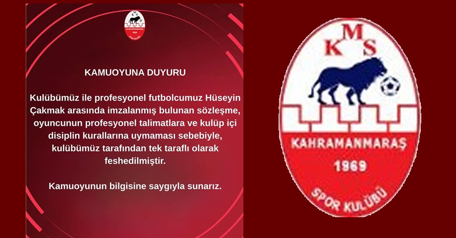 Kahramanmaraşspor Bir Oyuncu ile Yollarını Ayırdı, Sözleşmesini Tek Taraflı Feshetti