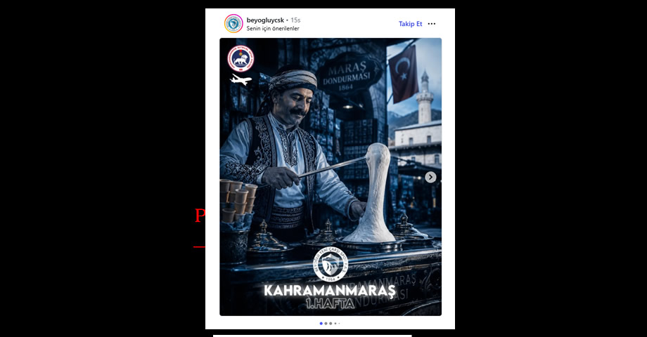 Beyoğlu Yeni Çarşı’dan Kahramanmaraş İstiklalspor Maçı İçin Anlamlı Paylaşım